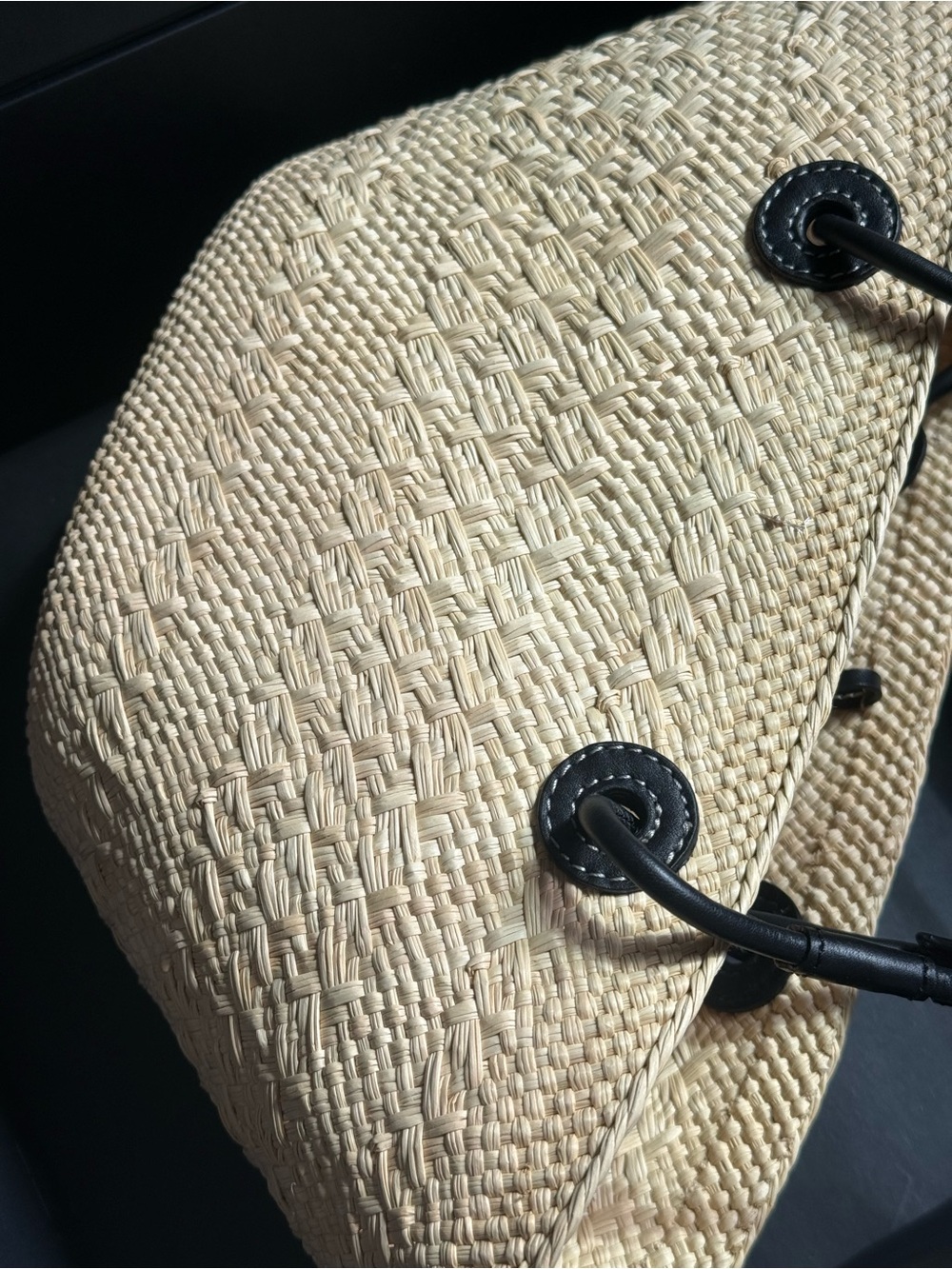 Loewe Natural Straw Tote with Black Anagram Emblem - Picture 5 of 6